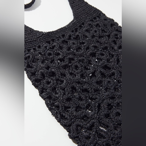 Urban Outfitters UO black raffia hobo woven bag purse farmers market new tags - Picture 4 of 8